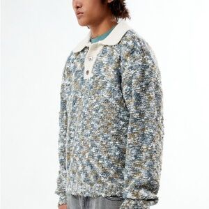 NWT Obey Reuben Textured Long Sleeve Polo Sweater